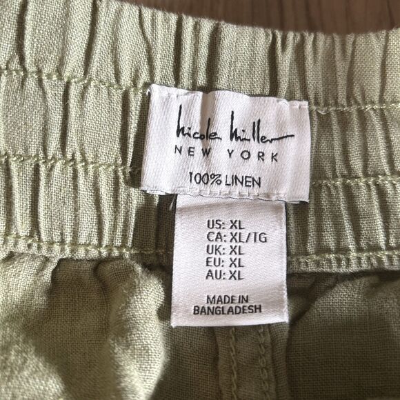 Nicole Miller 100% Linen Utility Cargo Skirt Sage Green Size XL - Picture 3 of 9